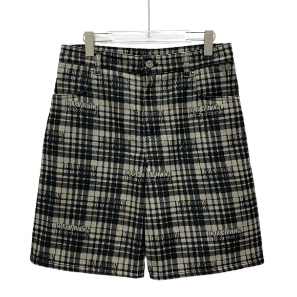 LOUIS VUITTON Black & White Checkered Monogram Print Cotton Shorts Size 29 Made - Picture 1 of 8